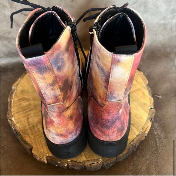 Yoki Platform Combat Boots Tie Dye w/Black Soles, Laces & Zippers~Sz 7 - Picture 6 of 10